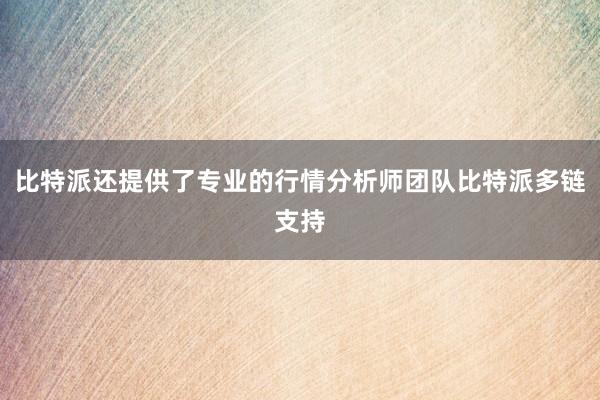 比特派还提供了专业的行情分析师团队比特派多链支持