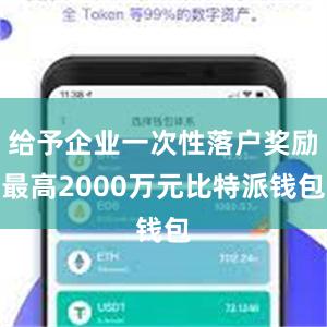 给予企业一次性落户奖励最高2000万元比特派钱包