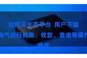 比特派生态平台  用户不错淘气进行转账、收款、查询等操作
